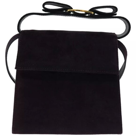 Salvatore Ferragamo Hand Bag Suede 2way Purple Auth 66859 - Picture 11 of 14